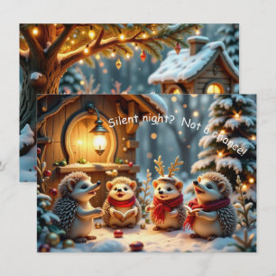 Schattige Grappige Geen Stille Nacht Egel Kerstkaa Kaart
