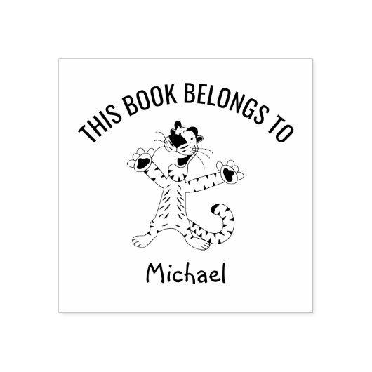 Schattige grappige gelukkige tijger Dit boek is va Rubberstempel (Afrduk)