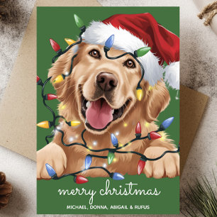 Schattige grappige gouden retriever kerstmannenhoe feestdagenkaart
