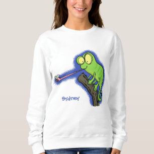 Schattige grappige groene gelukkige kameleon haged trui