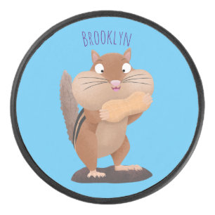 Schattige grappige grote wangen eekhoorn cartoon hockey puck