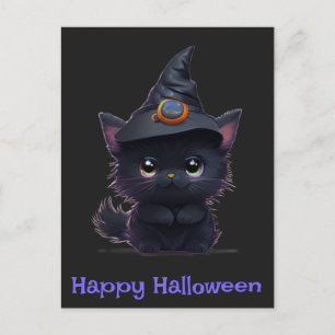 Schattige grappige Halloween zwarte kat Briefkaart