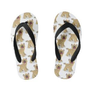 Schattige grappige hyena lachende cartoonillustrat kinder teenslippers