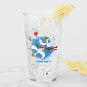 Schattige grappige kaketoe vogels cartoon glas