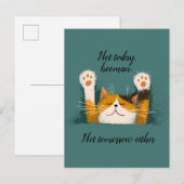 Schattige Grappige Kat Slap Aankondigingskaart (Voorkant / Achterkant)