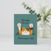 Schattige Grappige Kat Slap Aankondigingskaart (Staand voorkant)