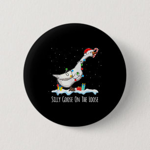 Schattige Grappige Kerstman Eend Domme Gans Op De Ronde Button 5,7 Cm