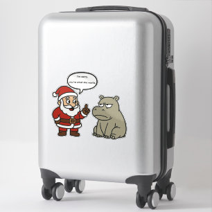 schattige, grappige Kerstman en nijlpaard Kerstmis Sticker