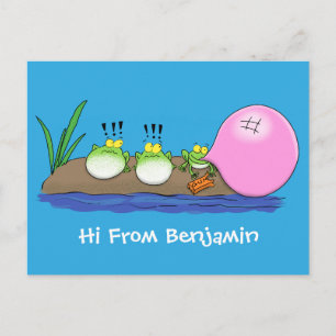 Schattige grappige kikkers bubblegum cartoon illus briefkaart