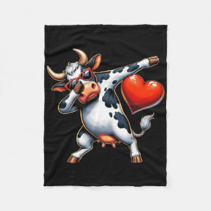 Schattige Grappige Koele Koe Dabbing Hart Valentij Fleece Deken