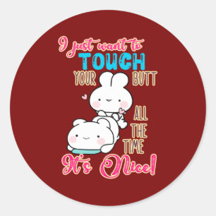 Schattige Grappige Konijn Ik Wil Je Achterwerk Net Ronde Sticker