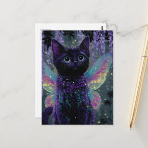 Schattige Grappige Lieve Zwarte Kat Fee Briefkaart