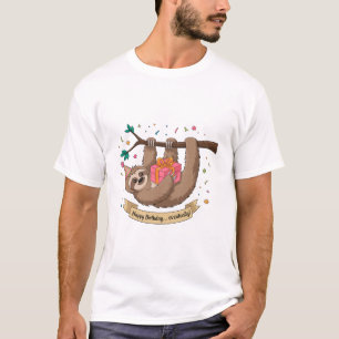 Schattige Grappige Luiaard Gelukkige Verjaardag T-shirt