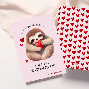 Schattige Grappige Luiaard Kinderen Valentijnsdag Feestdagenkaart