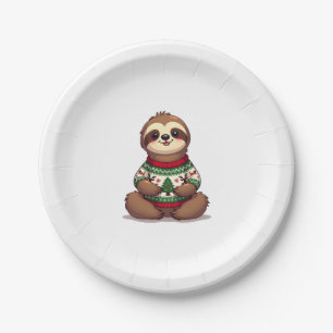 Schattige Grappige Luiaard Lelijk Kerstmis Xmas Lu Papieren Bordje
