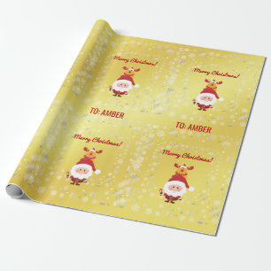 Schattige Grappige Moderne Rudolph Kerstman Gepers Cadeaupapier