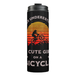Schattige grappige mountainbike-fiets voor vrouwel thermosbeker