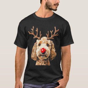 Schattige Grappige Rendier Kerstman Goldendoodle K T-shirt