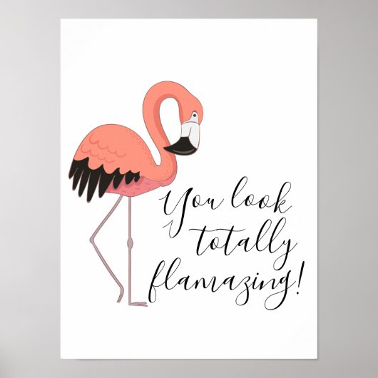 Schattige Grappige Roze Flamingo Volledig Flamazin Poster (Voorkant)