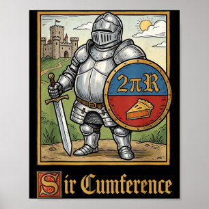 Schattige Grappige Sir Cumference Middeleeuwse Rid Poster