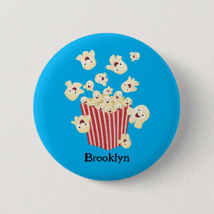 Schattige grappige springende popcorn cartoon ronde button 5,7 cm
