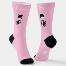 Schattige grappige tuxedo kat & poten op lichtroze