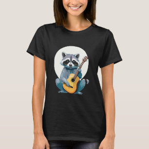 Schattige Grappige Wasbeer Speelt Gitaar Rock N Ro T-shirt