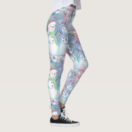 Schattige Grappige Winter Seizoen Sneeuwmannen Wat Leggings