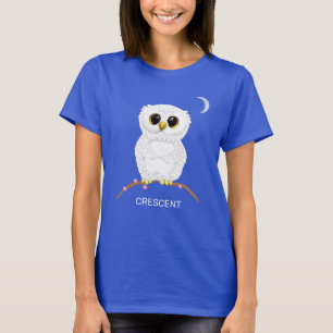 Schattige grappige witte uil en halve maan t-shirt