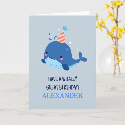 Schattige grappige woordspeling - een Whaley groot Kaart (Gele Bloem)