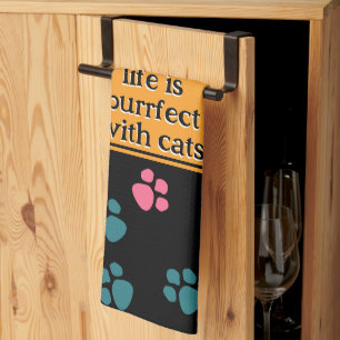 Schattige grappige zwarte kat poot theedoek
