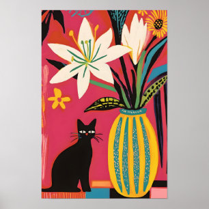 Schattige grappige zwarte kat poster