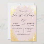 Schattige grasgeel elegante pastel roze bruiloft kaart (Voorkant)