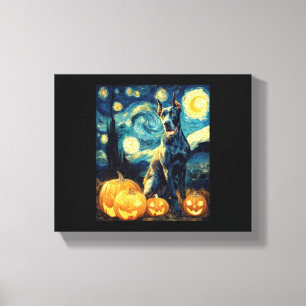 Schattige Great Dane hond Halloween Jack O Lantern Canvas Afdruk
