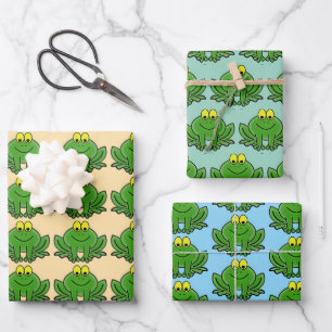 Schattige Green Frogs Design Wrapping Paper