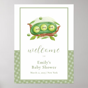 Schattige Green Gingham Sweet Pea Baby shower Welk Poster
