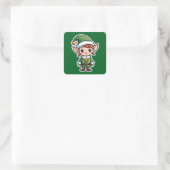 Schattige Green Suit Elf Vierkante Sticker (Tas)