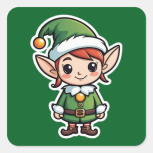 Schattige Green Suit Elf Vierkante Sticker
