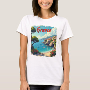 Schattige Griekenland Seaside Schilderachtig Trave T-shirt