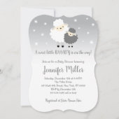 Schattige grijs en wit lamsvlees Baby shower Kaart (Voorkant)