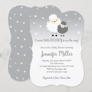 Schattige grijs en wit lamsvlees Baby shower Kaart