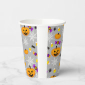 Schattige grijs Halloweenpatroon Papieren Bekers (Links)