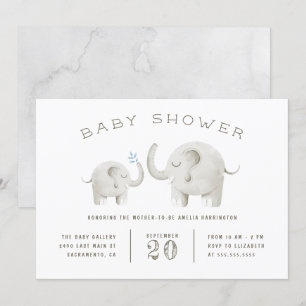 Schattige grijs Waterverf olifant Baby shower Kaart