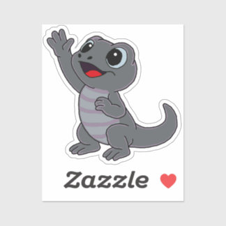 Schattige grijze cartoonhagedis voor waterfles sticker