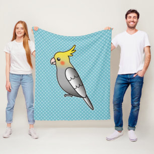 Schattige Grijze Cockatiel Cartoon Vogel Illustrat Fleece Deken