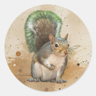 Schattige Grijze Eekhoorn Dier Natuur Natuur Ronde Sticker