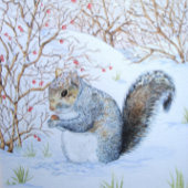 schattige grijze eekhoorn sneeuwscène natuurkunst tin sneeuwvlok ornament