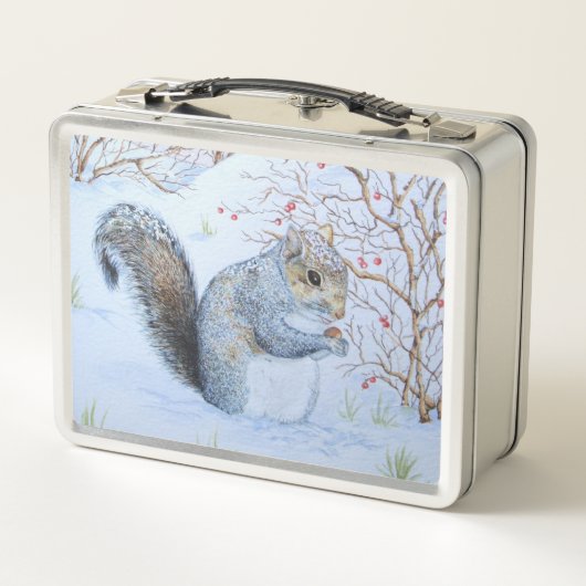 schattige grijze eekhoornsneeuwscène in wild (Achterkant)