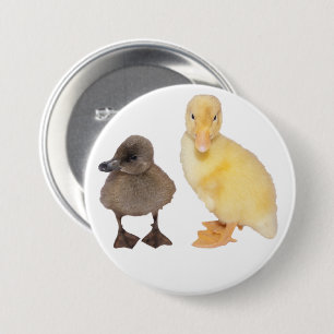 Schattige grijze en gele dekletfoto ronde button 7,6 cm