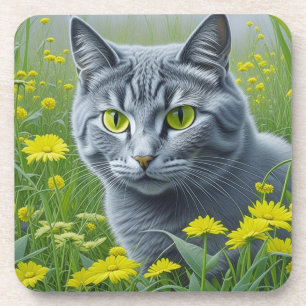 Schattige grijze kat met gele ogen Ai-kunst Bier Onderzetter